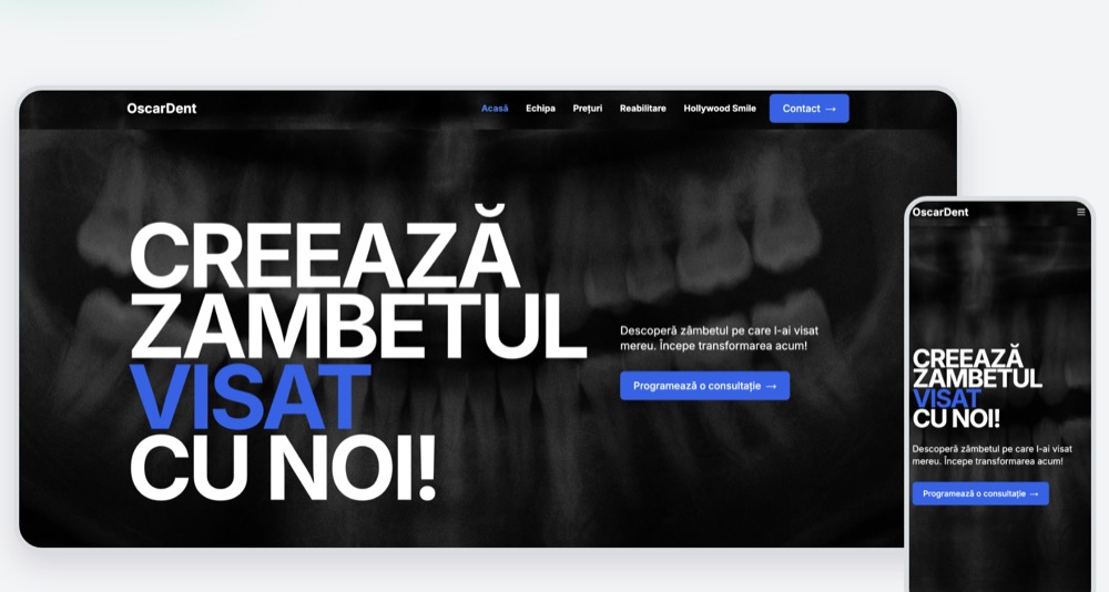 OscarDent Dental Clinic, mockup de proiect