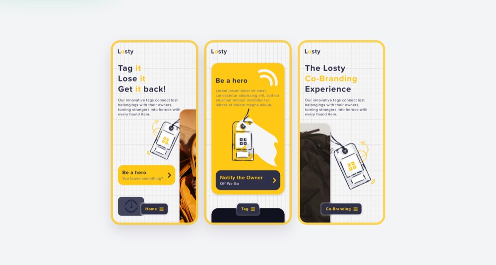 Losty, mockup de proiect