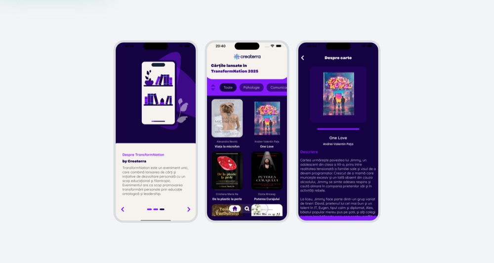 TransformNation Event App, mockup de proiect